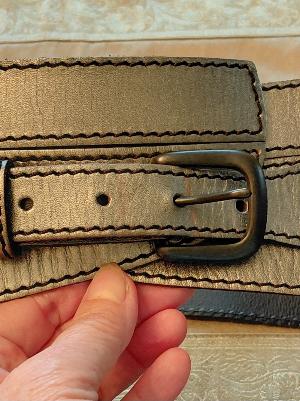 Linea Pelle Collection Wide Corset Bronze Leather Belt, size M